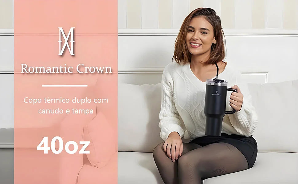 Copo térmico portátil Romantic Crown em aço inoxidável 1200ml/1,2L