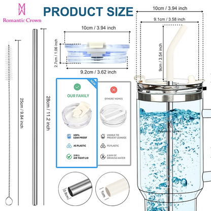 Copo térmico portátil Romantic Crown em aço inoxidável 1200ml/1,2L