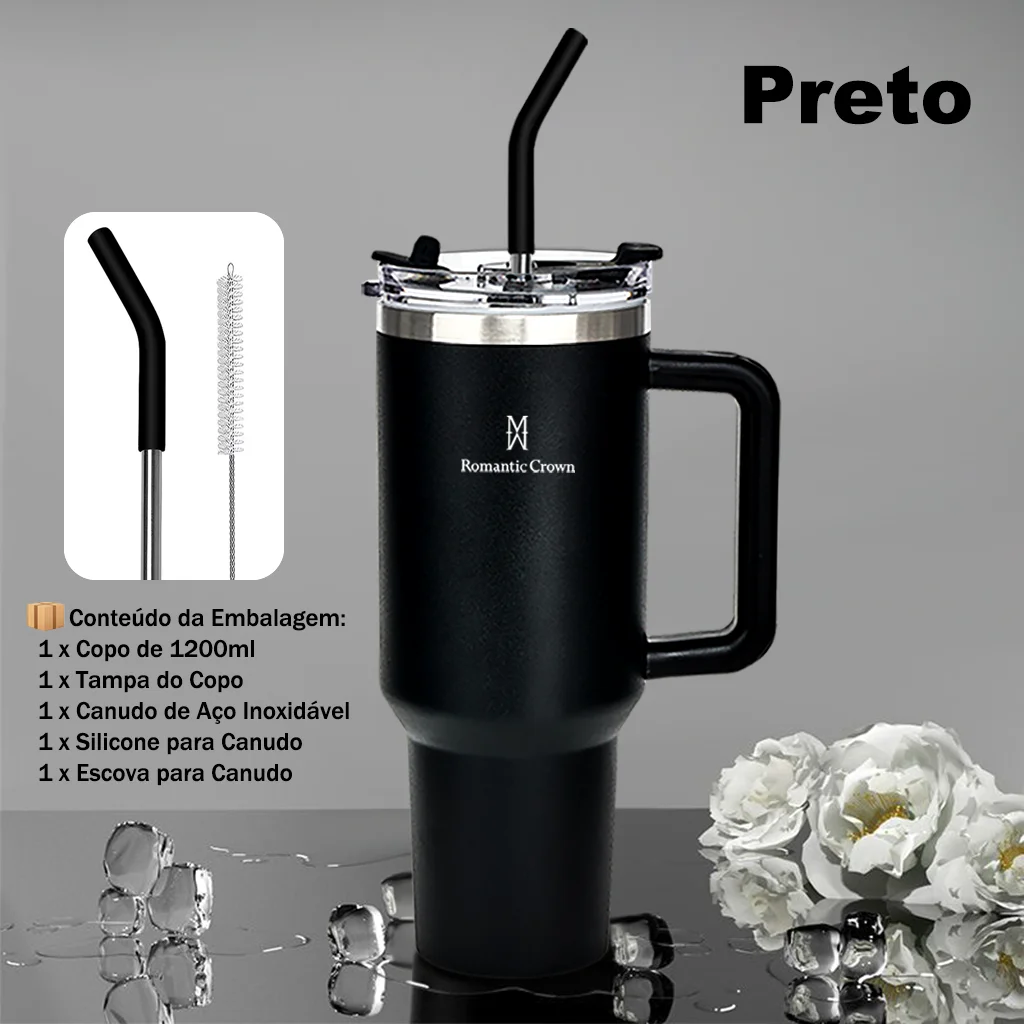 Copo térmico portátil Romantic Crown em aço inoxidável 1200ml/1,2L