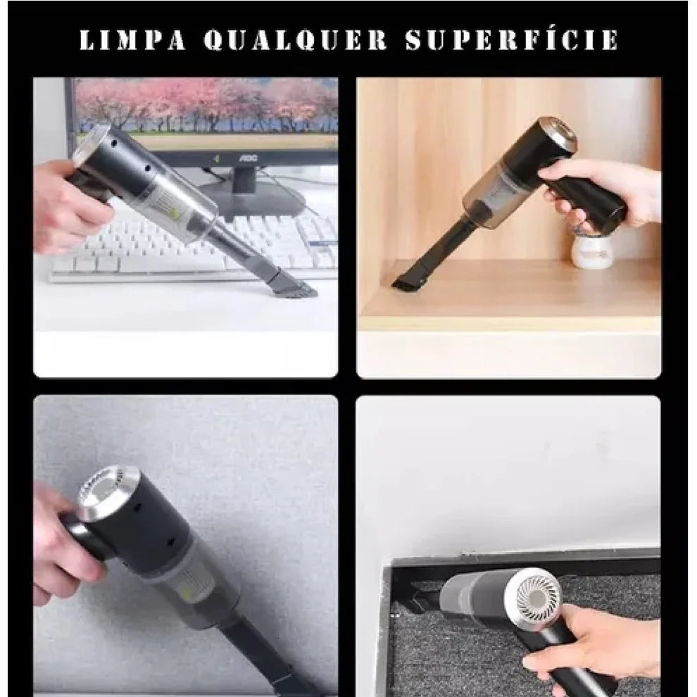Mini Aspirador de Pó Portátil Recarregável Profissional 3 m 1