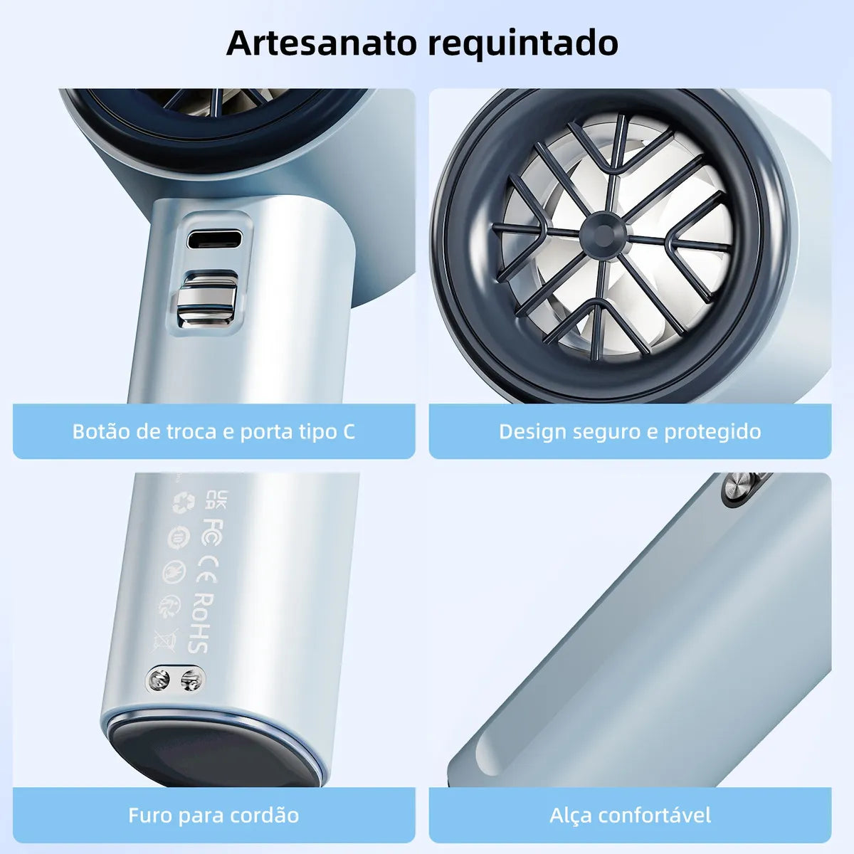 TurboFan Pro 4000mAh – Ventilação Extrema com Display Digital e 100 Níveis de Velocidade!