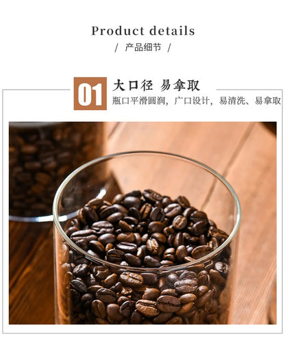 Pote de vidro grosso com tampa de madeira, hermético p/ café, chá, grãos e cereais