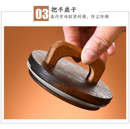 Pote de vidro grosso com tampa de madeira, hermético p/ café, chá, grãos e cereais